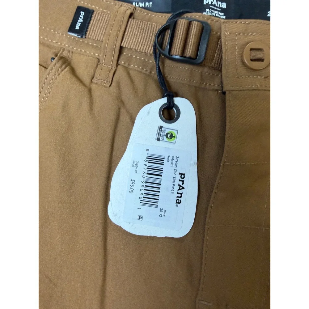 Prana Stretch Zion Slim Pant II Sepia Brown Mens 28x32 Hiking Cargo 1969331